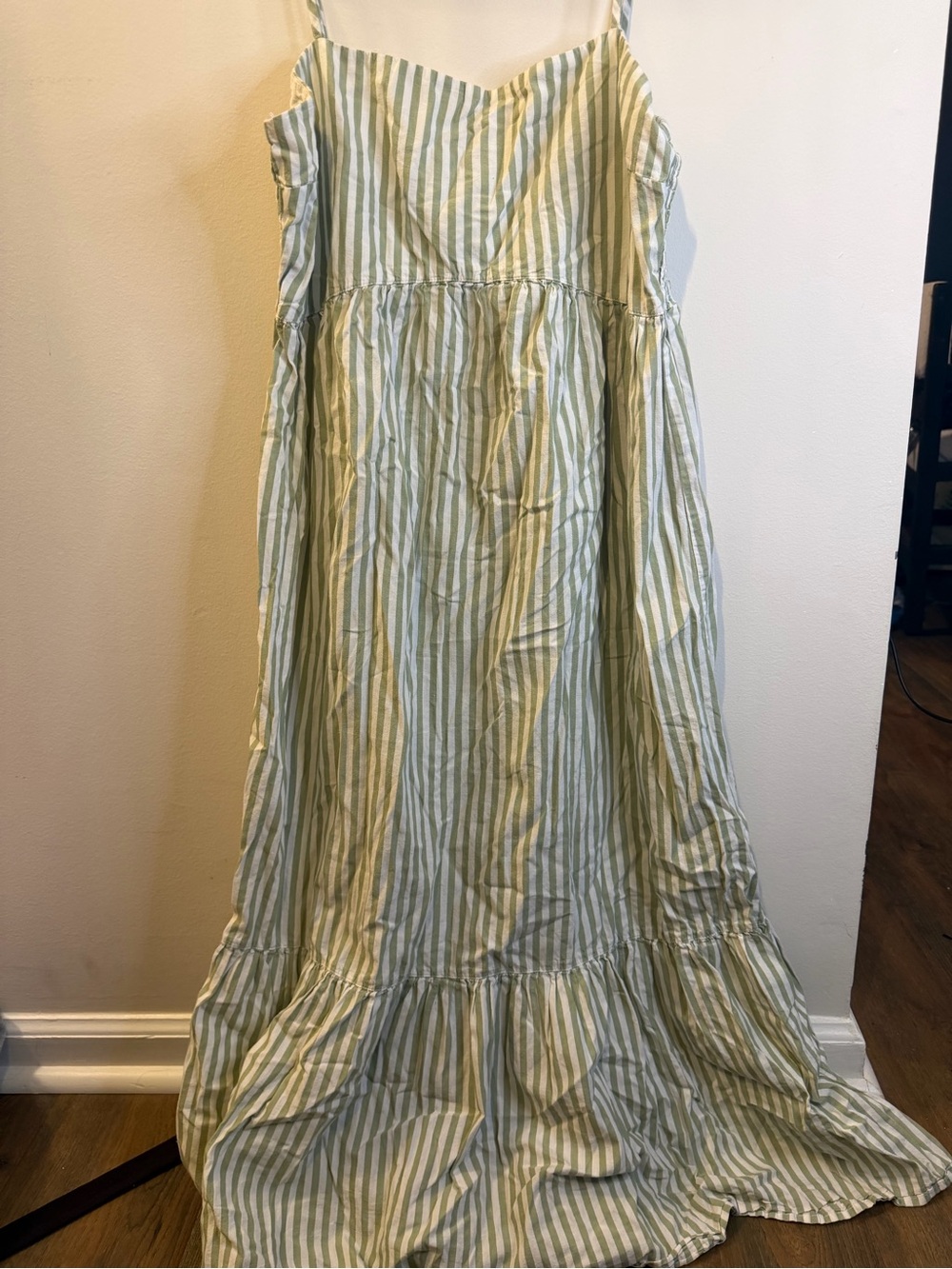 Cotton On Light Green and White Striped Midi/ Maxi Sundress